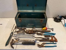 Vintage Wards Master Metal Toolbox & Mixed Hand Tools Estate Lot Patina picture