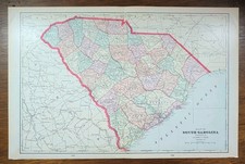 Vintage 1904 SOUTH CAROLINA Map 22