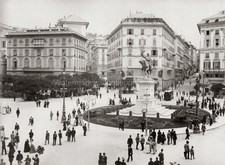 Genoa Genova Piazza Corvetto Equestrian Statue Street Scene Vtg. Photo 19thC. picture