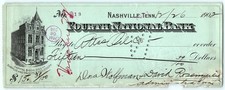 1902 Canceled Fourth National Bank Nashville Check, $15.39 picture