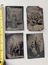 Antique Tin Type Photos Lot Of 4 Victorian Women Men Portraits as is picture