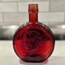 Vintage Wheaton Ruby Glass Bottle~Thomas Jefferson 1st Edition 7.75”T~Mint picture