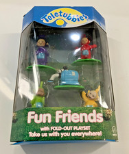 TELETUBBIES FUN FRIENDS W/ FOLD-OUT PLAYSET 5 FIGURES APPLAUSE 1998 NIB picture