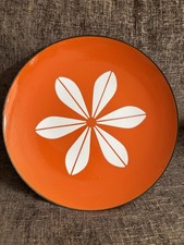 CATHRINEHOLM 12” ORANGE WITH WHITE LOTUS PLATE GLOSSY VERY NICE CONDITION picture