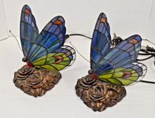 Quoizel Inc Tiffany Style Single Light Butterfly Accent Lamps Set 2 9 Inch Tall picture