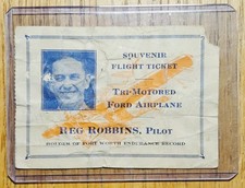 1930 Souvenir Flight Ticket Lincoln, Illinois REG ROBBINS FORD AIRPLANE PILOT picture
