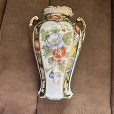 Vintage Noritake 10 1/2” Floral Gold Detail Hand Painted Vase picture