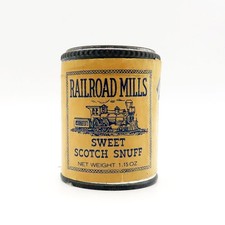VINTAGE EMPTY RAILROAD MILLS SWEET SCOTCH SNUFF TIN USED picture
