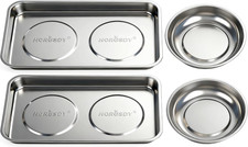 4-Piece Large Magnetic Parts Tray Set, Stainless Steel Heavy Duty 9.5