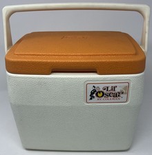 Vintage 1970 Coleman Lil' Oscar Mini Cooler Ice Chest Orange White Picnic NICE picture