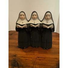 Vintage Singing Nuns Trio Ceramic Music Box Figurine Japan Music Works picture