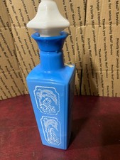 Decanter “Shepherd & Dog” VTG 1965 Jim Beam Whiskey Blue Slag Milk Glass picture