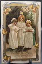 Antique Ernest Nister NEW YEAR Victorian Children Postcard 1900s Bavaria  picture
