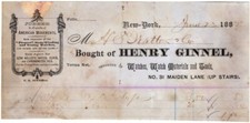 Henry Ginnel, Watches...sold to H. E. Walter & Co Richfield Springs, NY, 5/19/82 picture