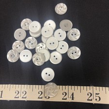 12 Vintage White 2-Hole Buttons 1/2” 13mm Swirl Pinwheel Sewing Craft picture