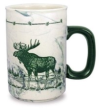 Cape Shore 18oz Heavy Stoneware Sema Pottery Mug, Multiple Styles (Moose), Green picture