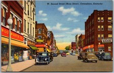 W Second Main Street Owensboro KY Woolworth Sears 1945 Postcard 2104 picture