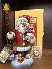 Holzknoddl Incense Smoker Kathe Wohlfahrt Santa w/ Angel Wooden Germany Vintage picture
