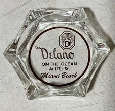Vtg 1950s Delano Hotel Miami Beach Florida Glass Advertising Ashtray Art Deco picture