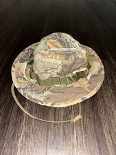 VTG TRU-SPEC HAT SUN HOT WEATHER BOONIE W/STRAP TYPE II WOODLAND BDU 7 1/4 picture
