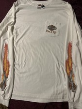 VTG 2007 Harley Davidson Fire It Up Flame Sleeve Pocket T-Shirt White 2XL USA picture
