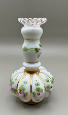 Vintage Fenton Charleton Hand-painted Vase/Bottle Roses/Floral Gold Trim 5.5” picture