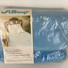 Vintage 1960s St Marys Baby Blue Acrylic Satin Trim Blanket 72x90 Full/ Twin Bed picture