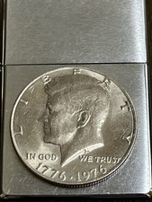 Zippo Lighter: Vintage 70’s Zippo Lighter W/ 1976 Bicentennial Kennedy Half picture