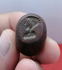 Antique   Stunning  Near Eastern Jasper Ing Face Intaglio Rare  Stone Bead picture