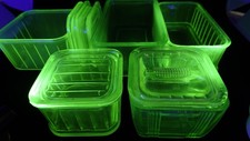 Lot of Various Uranium Glass Refrigerator Containers picture