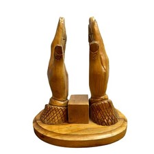 Handmade Praying Hands. Olive Wood Figurines Jeries Facouseh Holy Land Bethlehem picture