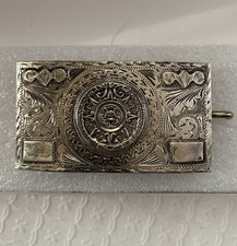 Vtg JCL Mexico Guad Sterling.925 Belt Buckle Aztec Calendar picture