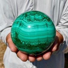 2.4LB Rare Natural Malachite quartz hand Carved sphere Crystal Healing Gem ball picture