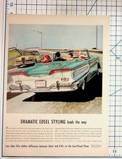 1958 Edsel Car Magazine Ad Dramatic Styling Ford Motor Company Ephemera picture