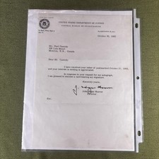 Vintage 1963 J. Edgar Hoover Signed FBI Letter COA Typed Autograph Original picture