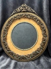 GORGEOUS ANTIQUE ROUND PICTURE FRAME WITH SHINY RHINESTONES c 1920 picture