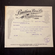 Bastian Bros Co. Advertising Novelties (Apr 17, 1913) Wrightsville, PA Invoice  picture