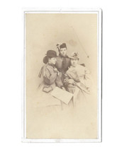 Antique CDV Photo ~ Group of  Victorian Dressed Ladies with Hats picture