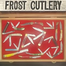 Frost Cutlery 15pc Variety Pk SS Blade Wood Handle Pocket Knives w/Display Case picture