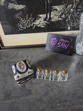 Vintage Hand Painted Limoges Porcelain Trinket Box  4 Mini Scent Bottles Perfume picture