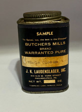 Vintage Butchers Mills J.K. Laudenslager Inc PA Cloves Spice Tin Salesman Sample picture