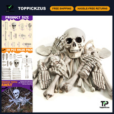 28 PCS Halloween Skeleton Bones & Skull Kit - Spooky Indoor/Outdoor Decor, Grave picture