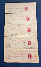 1898 Spanish American War Era Check Lot (5) Revenue Stamps Fifth Avenue Bank NY picture