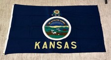 Vintage Paramount Flag Co Kansas State Flag 3x5 Ajax 100% Cotton Canvas Header picture