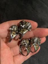 4 Pcs WOW Hand Made Tibetan Silver *Elephant* Rings  picture