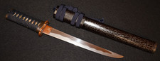 Antique Japanese Tanto, Horse Fuchi Kashira Kawari Nuri Saya 変塗鞘 - Edo Period picture