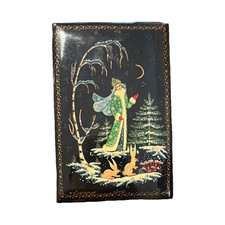 Vintage Kholuy Russian Lacquer Box Hand-Painted Snegurochka (Snow Maiden) Signed picture