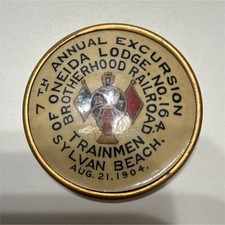 New York State Brotherhood Railroad Trainmen 1904 Oneida Lodge Button picture