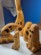 5x Small Wooden up to 1' ft Wood Carved Ghosts by Defy Designs Asheville, NC 1/1 picture
