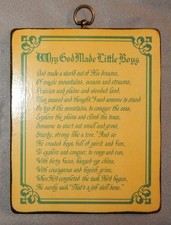 Vintage Why God Made Little Boys Poem on Wood Plaque (10